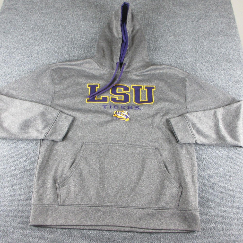 LSU Tigers Hoodie Mens XL Gray NCAA Football Section 101 Fleece Sweatshirt